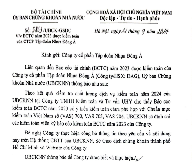 Thêm kiểm toán viên UHY bị đình chỉ sau khi ký BCTC của Vina2 và Nhựa Đông Á- Ảnh 1.