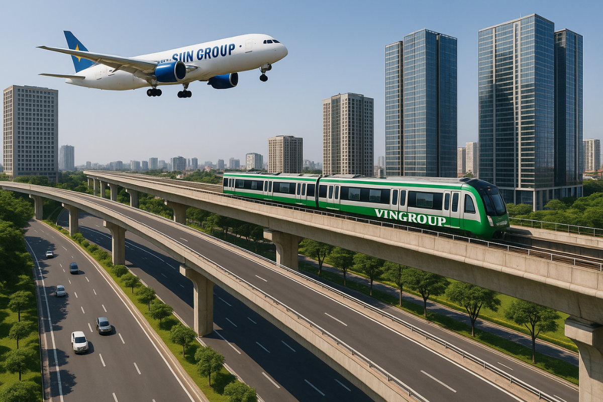 Tàu điện, hàng không và những pha ‘chơi lớn’ của Vingroup, Sun Group để kết nối dự án tỷ USD- Ảnh 1. Tàu điện, hàng không và những pha ‘chơi lớn’ của Vingroup, Sun Group để kết nối dự án tỷ USD- Ảnh 1.