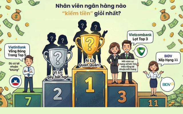 Xếp hạng khả năng “kiếm tiền” của nhân viên ngân hàng: VietinBank, BIDV không vào top 5 dù lợi nhuận khủng; nhân sự Vietcombank mang về 155 triệu/tháng mới lọt top 3- Ảnh 1. Xếp hạng khả năng “kiếm tiền” của nhân viên ngân hàng: VietinBank, BIDV không vào top 5 dù lợi nhuận khủng; nhân sự Vietcombank mang về 155 triệu/tháng mới lọt top 3- Ảnh 1.