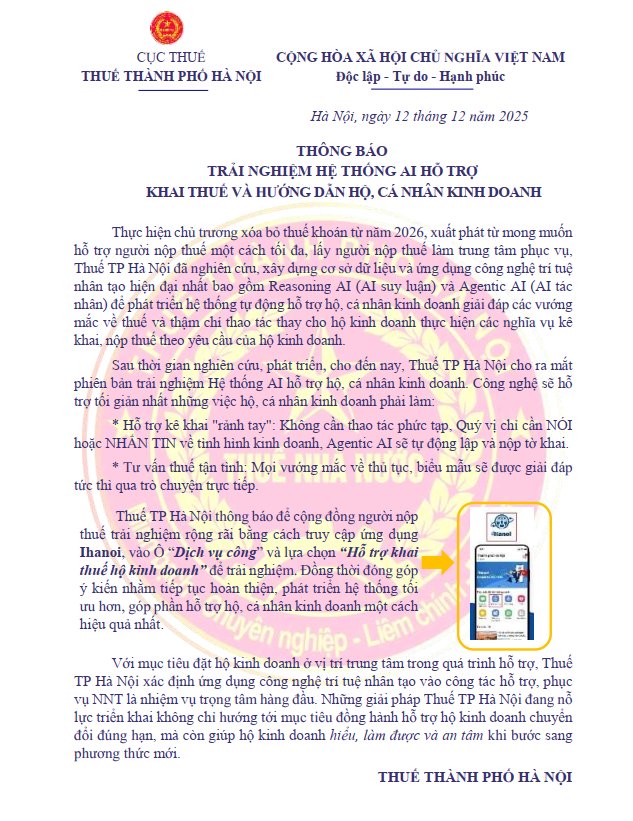 Thuế TP Hà Nội thông báo nóng - Ảnh 1.