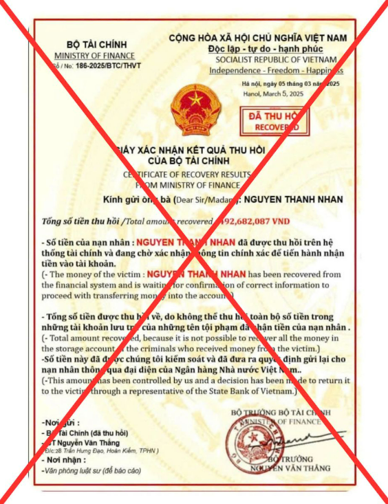 Cảnh báo giả mạo con dấu, chữ ký của lãnh đạo Bộ Tài chính để lừa đảo- Ảnh 1. Cảnh báo giả mạo con dấu, chữ ký của lãnh đạo Bộ Tài chính để lừa đảo- Ảnh 1.