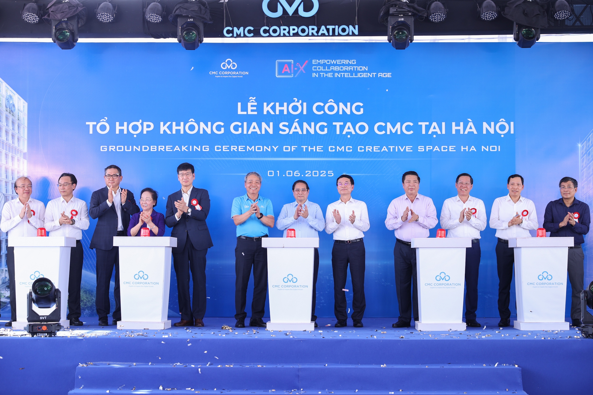 Thủ tướng Phạm Minh Chính dự khởi công Tổ hợp không gian sáng tạo CMC- Ảnh 4. Thủ tướng Phạm Minh Chính dự khởi công Tổ hợp không gian sáng tạo CMC- Ảnh 4.