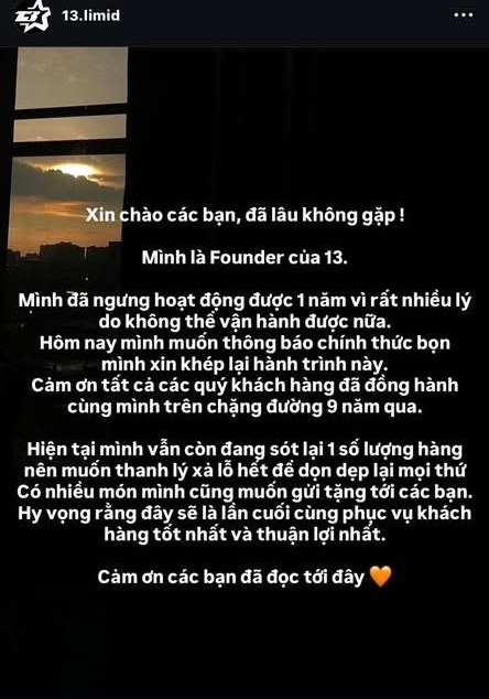 Thêm một local brand 9 năm tuổi từng được săn đón thông báo "khép lại hành trình" sau hơn 1 năm ngưng hoạt động - Ảnh 2.