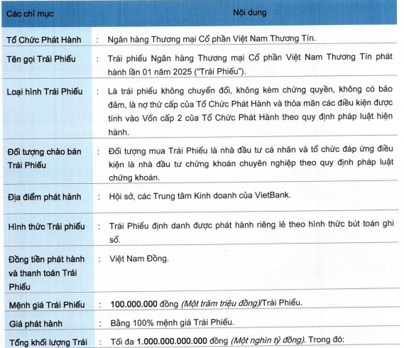Vietbank điều chỉnh phương án phát hành trái phiếu riêng lẻ lần 1 năm 2025 - Ảnh 1.