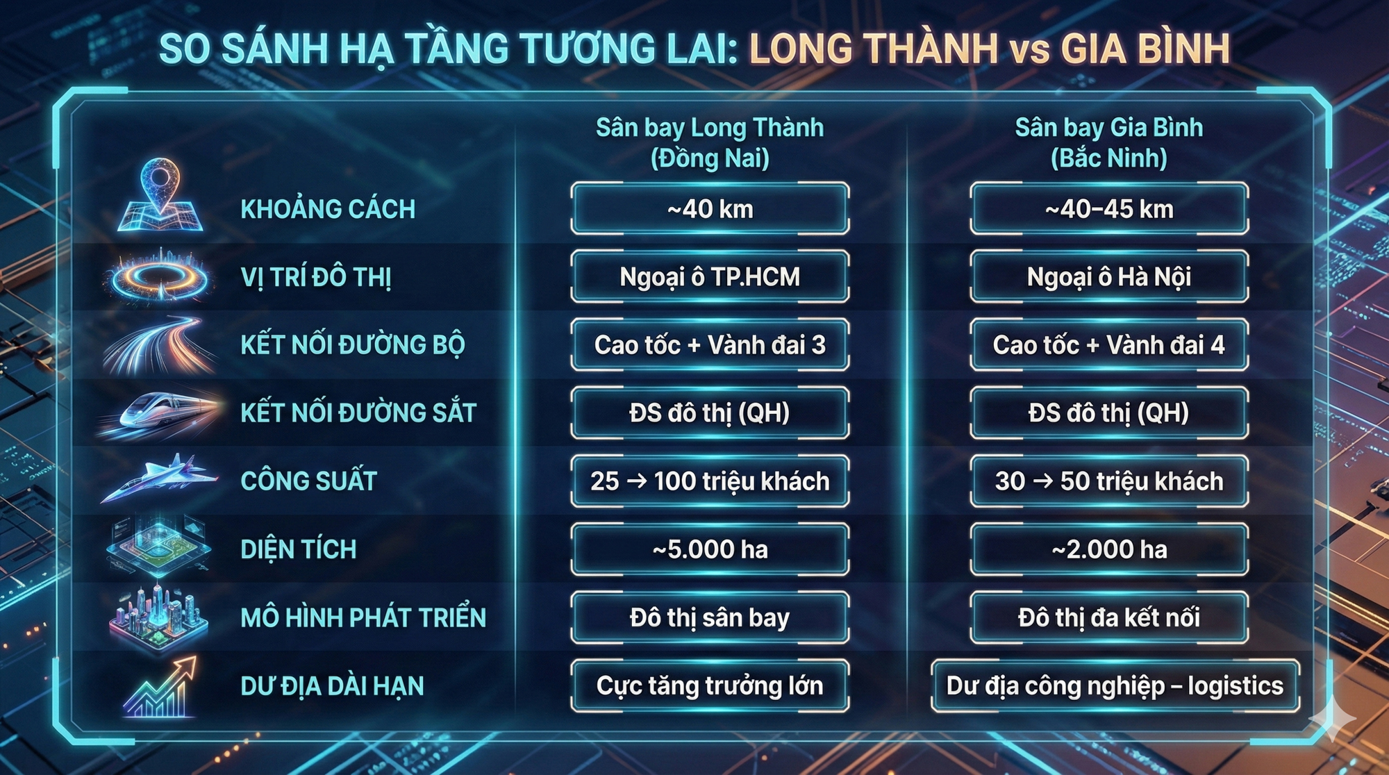 Đặt lên bàn cân 2 sân bay lớn nhất Việt Nam tương lai: Nơi tạo “cửa ngõ” quốc tế mới cho miền Nam, nơi tái định nghĩa vai trò sân bay ở miền Bắc - Ảnh 2.