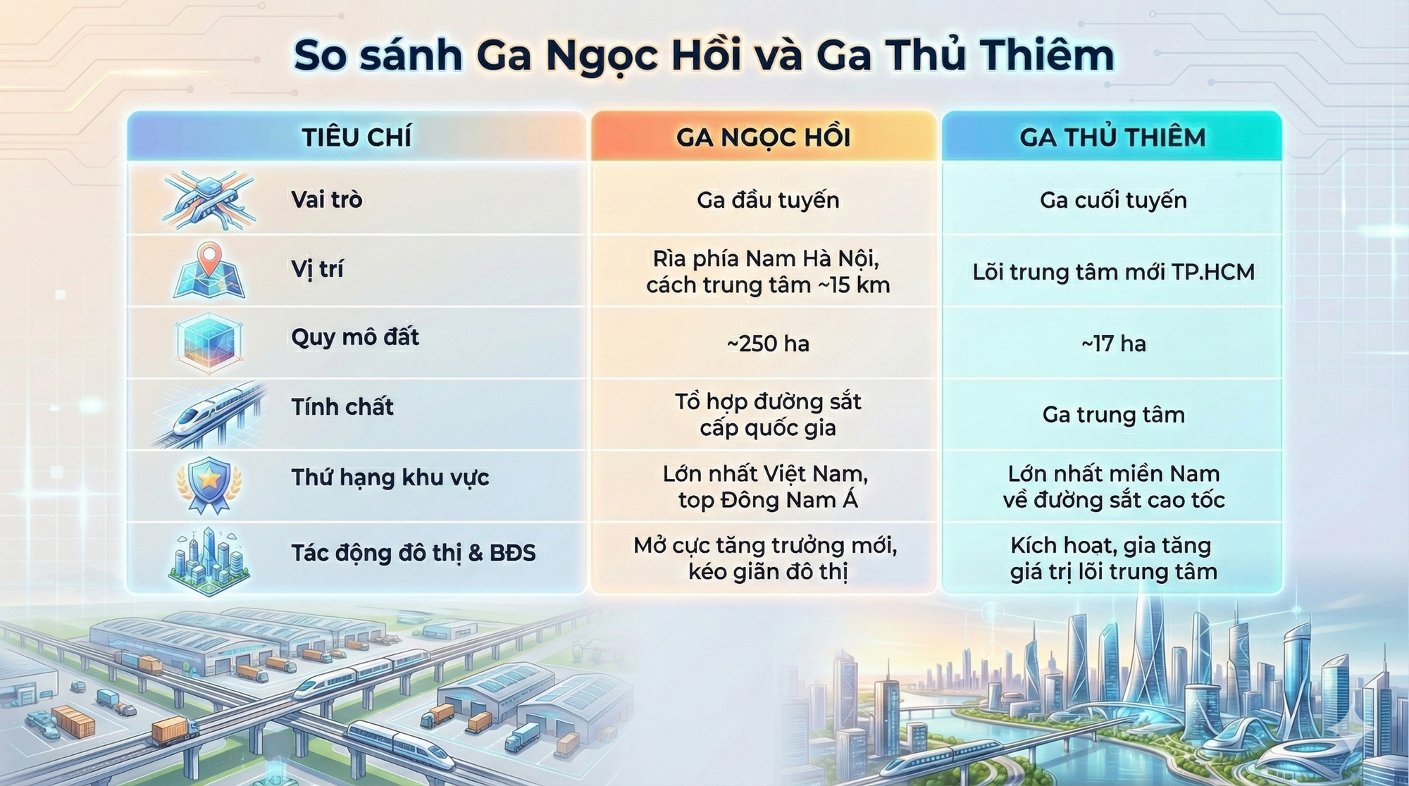 So găng ga đầu và ga cuối tuyến đường sắt cao tốc 67 tỷ USD: Một ga rộng top đầu Đông Nam Á, một ga nằm ở trung tâm mới của TP.HCM - Ảnh 3.