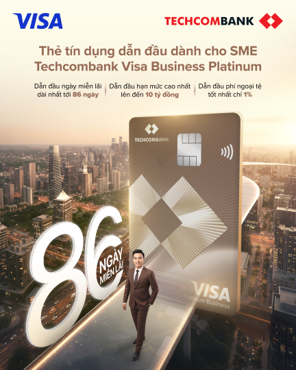 Techcombank ra mắt thẻ tín dụng Techcombank Visa Business Platinum, dẫn đầu đặc quyền tài chính vượt trội cho doanh nghiệp: miễn lãi tối đa tới 86 ngày, hạn mức lên đến 10 tỷ đồng - Ảnh 2.