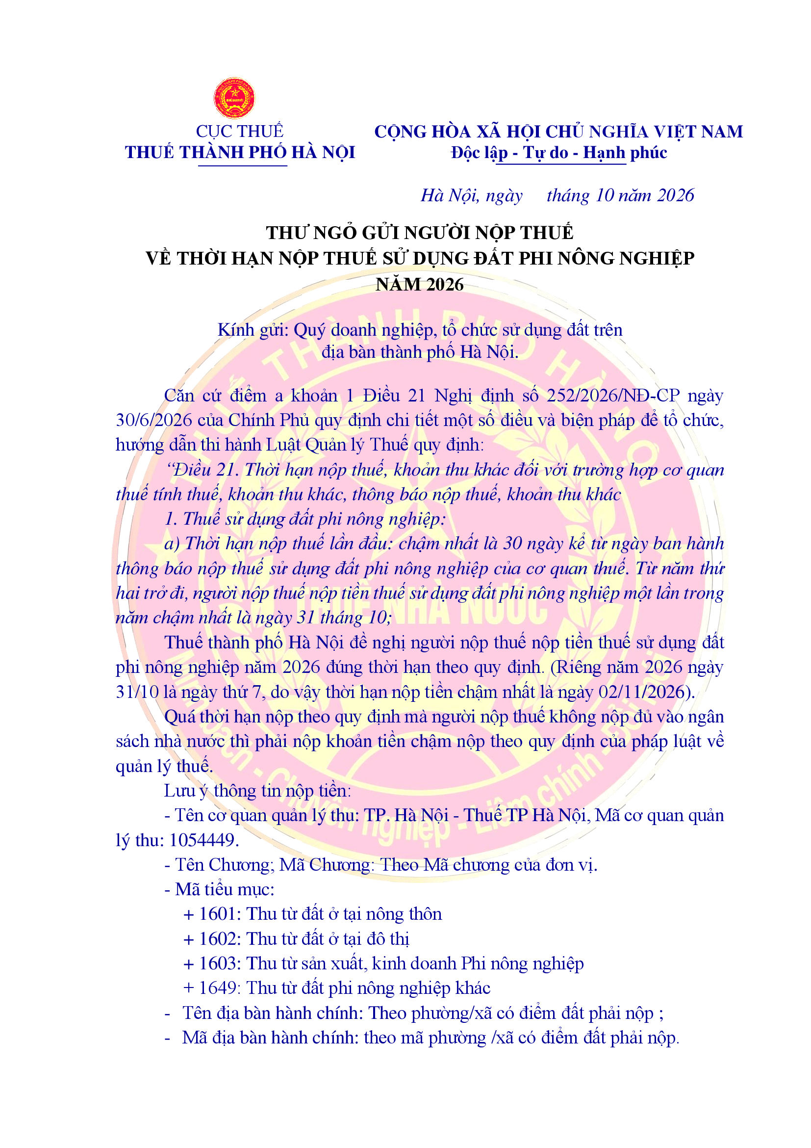 Thuế TP Hà Nội phát thông báo quan trọng đến người dân sở hữu đất đai, nhà ở - Ảnh 2.