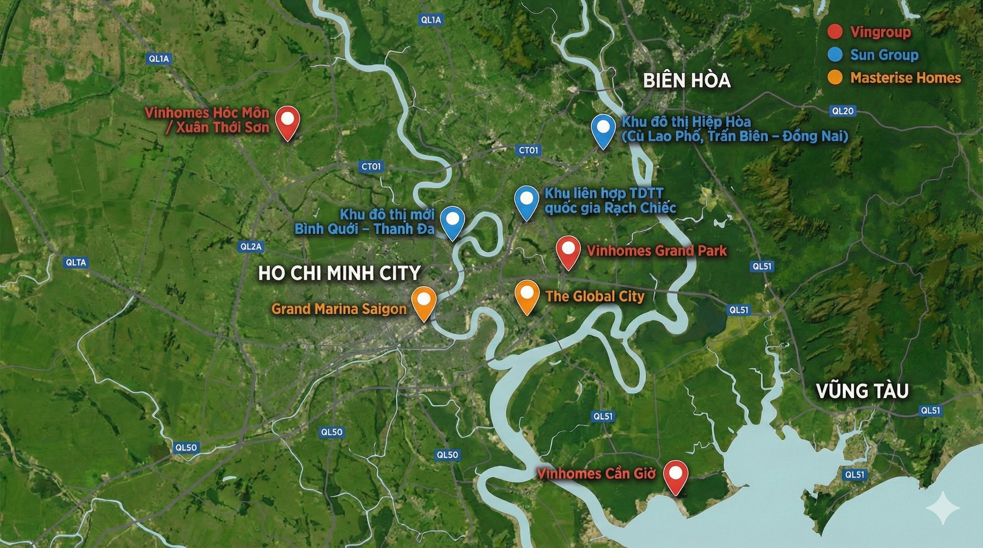 3 “ông lớn” chia thị phần bất động sản TP.HCM năm Bính Ngọ: Vinhomes làm siêu dự án ngoại ô, Masterise tiếp tục giữ trung tâm, Sun Group đánh thức vùng ven sông- Ảnh 1.