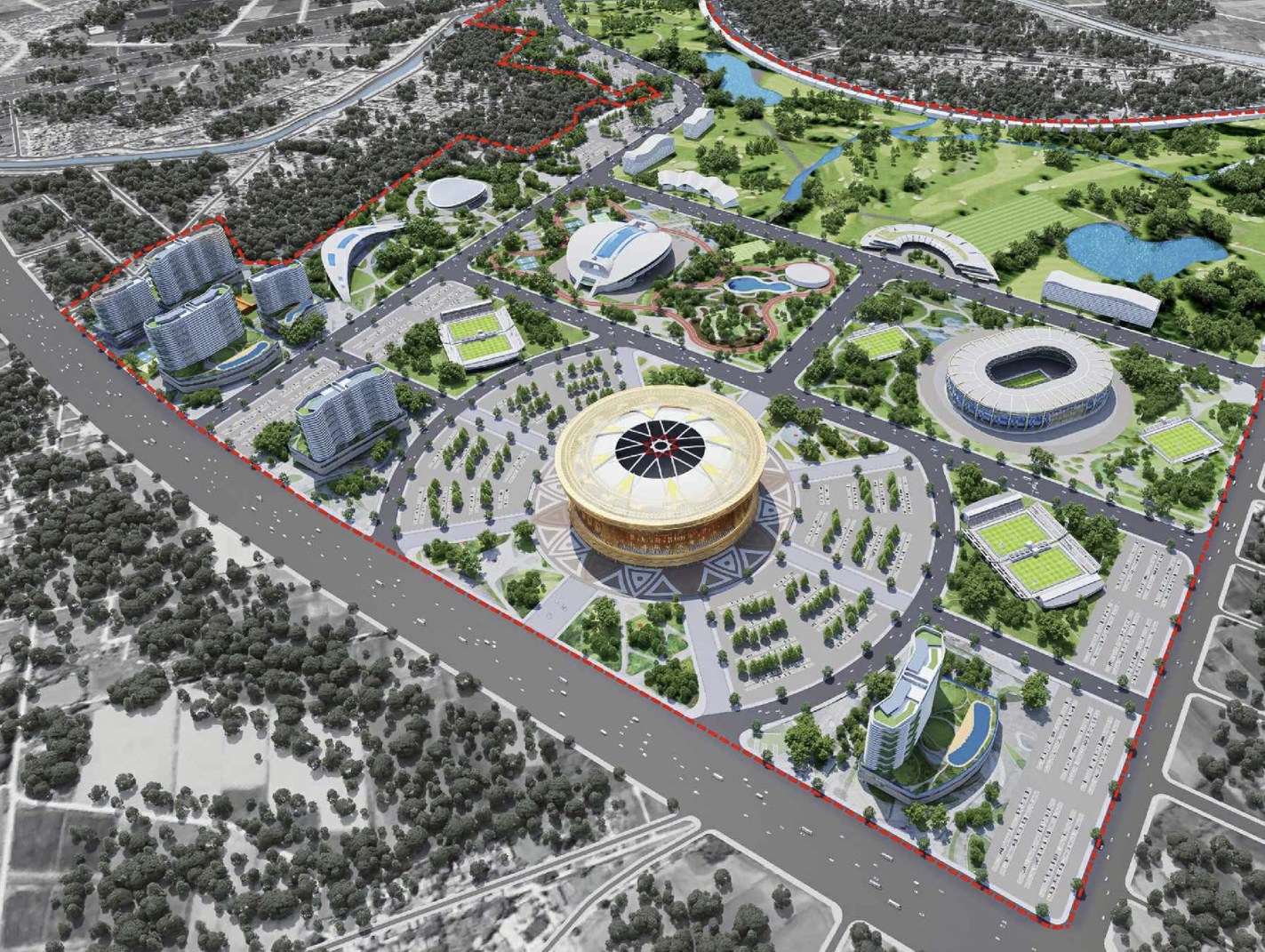 Toàn cảnh khu đô thị rộng ngang ngửa trung tâm Hà Nội, sở hữu sân vận động lớn nhất thế giới - Ảnh 2.