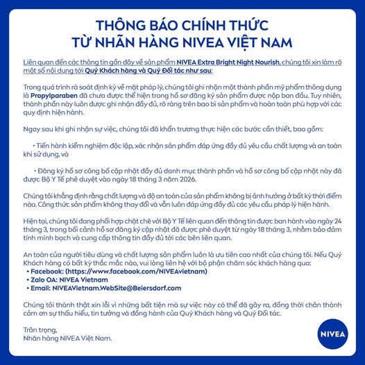 Động thái mới nhất của NIVEA sau khi sản phẩm bị thu hồi trên toàn quốc - Ảnh 1.