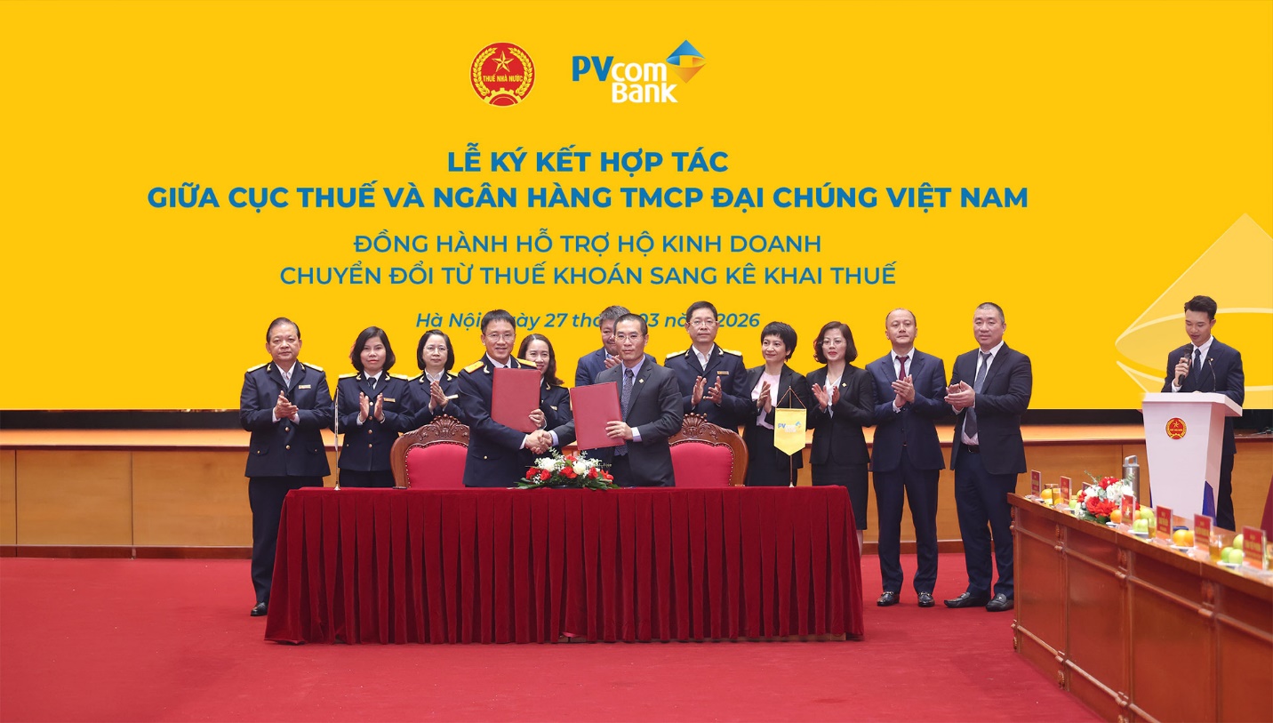 PVcomBank ký kết hợp tác với Cục Thuế: Từ hôm nay Hộ kinh doanh tại 22 địa phương được hỗ trợ kê khai thuế, miễn phí quản trị dòng tiền và nhận hàng loạt ưu đãi thiết thực - Ảnh 1.