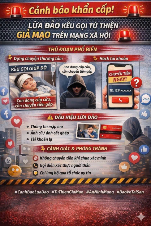 Cảnh báo thủ đoạn lừa đảo qua các bài viết kêu gọi từ thiện giả mạo trên mạng xã hội - Ảnh 1.