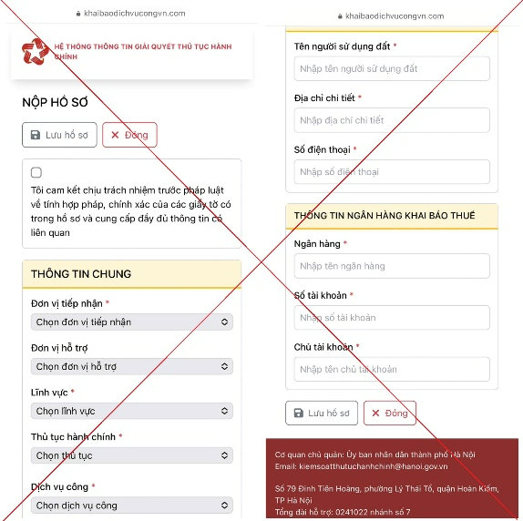 Cảnh báo thủ đoạn lừa đảo thu thập thông tin nhà đất qua website giả mạo dịch vụ công - Ảnh 1.