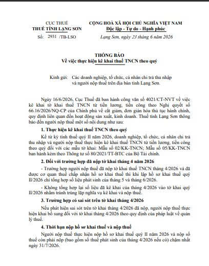Thông báo quan trọng từ cơ quan thuế - Ảnh 1.