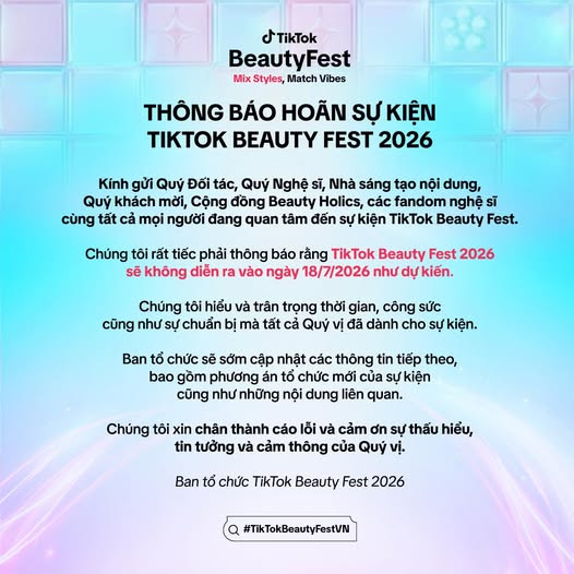 TikTok bất ngờ hoãn Beauty Fest 2026 trước giờ G - Ảnh 1.