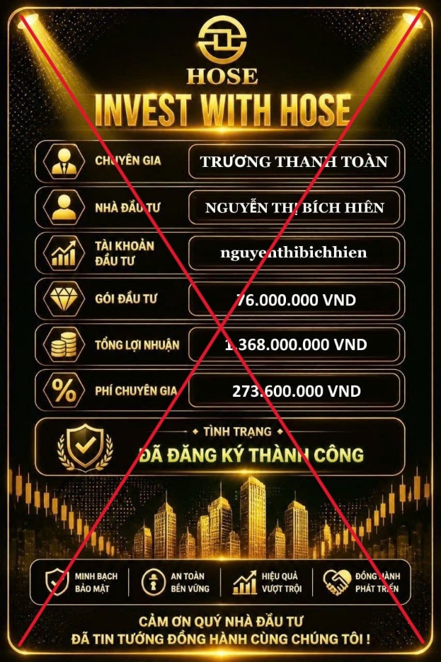 HoSE cảnh báo về việc bị giả mạo hình ảnh để dụ dỗ đầu tư - Ảnh 1.