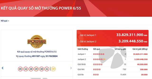 Kết quả xổ số Vietlott ngày 31/10/2024: Tìm thấy chủ nhân giải Jackpot 2 loại hình Power 6/55- Ảnh 2.