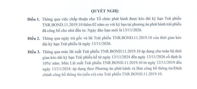 TNR Holdings gia hạn loạt lô trái phiếu- Ảnh 1.