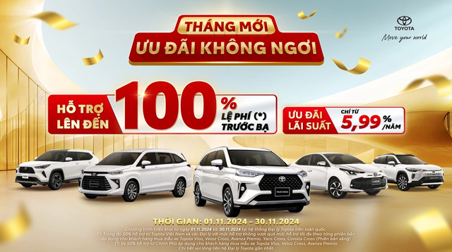 Bảng giá xe ô tô Toyota Việt Nam tháng 11/2024: Ưu đãi 100% phí trước bạ nhiều dòng xe- Ảnh 1.