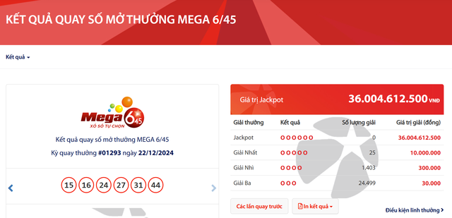 Kết quả xổ số Vietlott ngày 22/12/2024- Ảnh 2.
