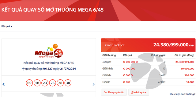 Kết quả xổ số Vietlott ngày 21/7: Tìm chủ nhân giải thưởng Jackpot 24 tỷ đồng- Ảnh 2.