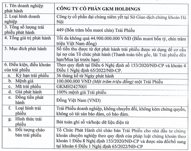 Trái phiếu còn vài ngày đến hạn tất toán, GKM Holdings muốn 'dãn' thêm 2 năm- Ảnh 1.