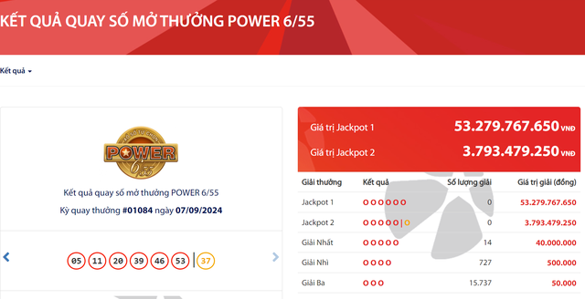 Kết quả xổ số Vietlott ngày 7/9/2024: Tìm chủ nhân giải Jackpot 53 tỷ đồng loại hình Power 6/55- Ảnh 2.