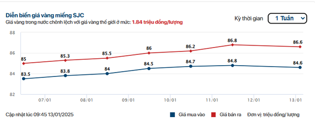 Giá vàng nhẫn, vàng SJC hôm nay 13/1: Lao dốc- Ảnh 1.