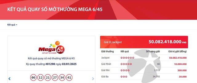 Kết quả xổ số Vietlott ngày 3/1/2025- Ảnh 2.