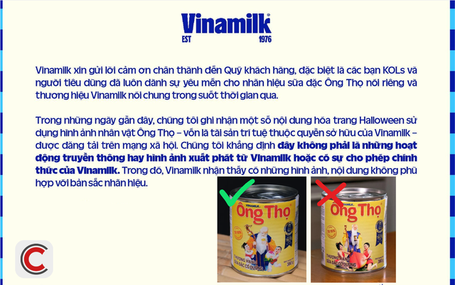 Vinamilk có phản hồi chính thức về việc Quỳnh Anh Shyn  hoá trang Halloween sử dụng hình ảnh nhân vật Ông Thọ - Ảnh 1.