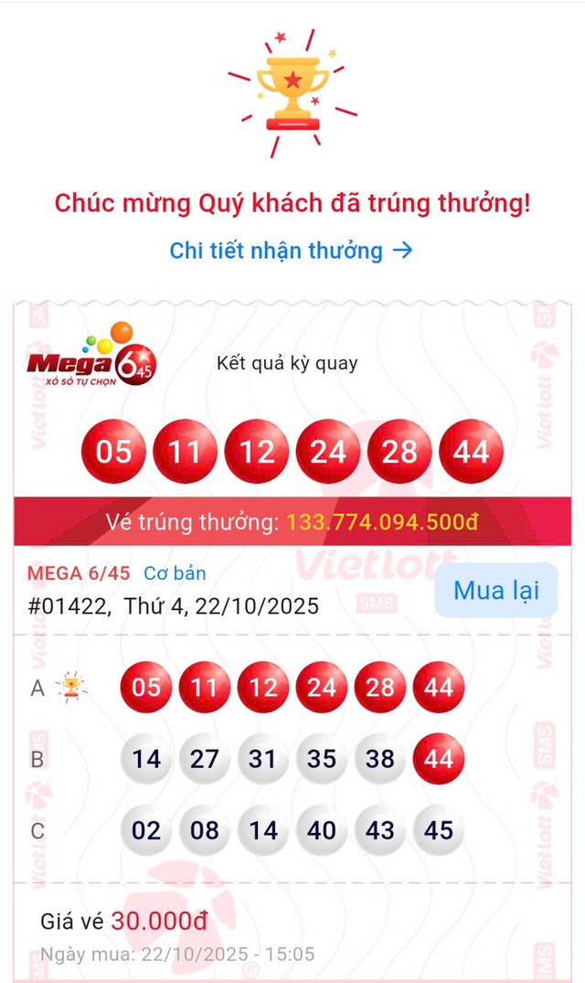 Kiên trì mua dãy số được tạo từ sinh nhật và biển số xe trong 2 năm, nam thanh niên trúng Vietlott hơn 133 tỷ đồng- Ảnh 2. Kiên trì mua dãy số được tạo từ sinh nhật và biển số xe trong 2 năm, nam thanh niên trúng Vietlott hơn 133 tỷ đồng- Ảnh 2.