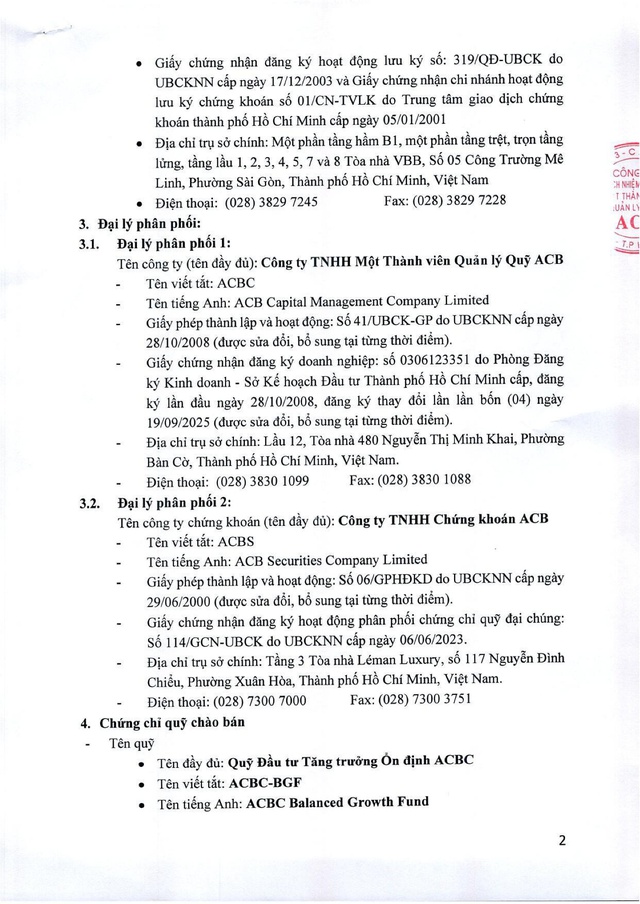 Công ty TNHH MTV Quản lý Quỹ ACB ("ACBC") thông báo chào bán chứng chỉ Quỹ ACBC-BGF ra công chúng - Ảnh 2.