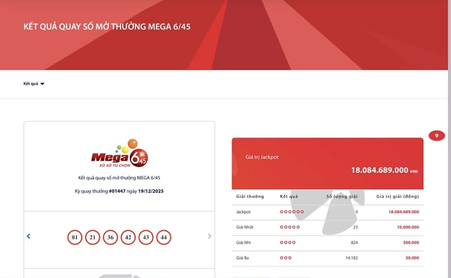 Kết quả xổ số Vietlott ngày 19/12/2025 - Ảnh 2.
