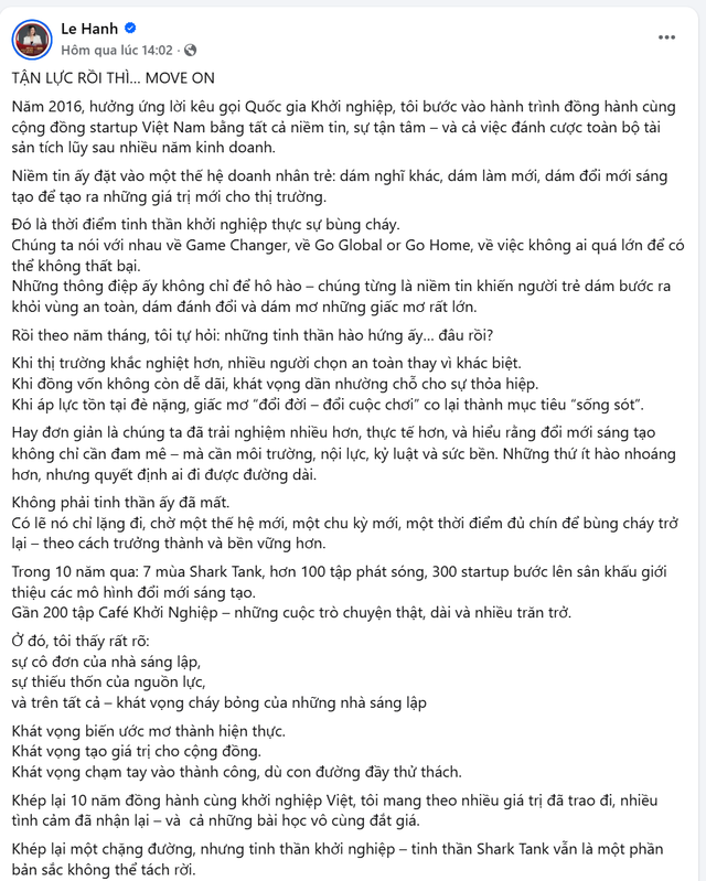 CEO Lê Hạnh xác nhận Shark Tank Việt Nam dừng sản xuất, chưa có kế hoạch trở lại- Ảnh 2.