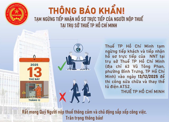 Thuế TP.HCM thông báo khẩn - Ảnh 1.
