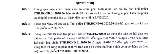 Thêm 6 lô trái phiếu của TNR Holdings được kéo dài kỳ hạn thêm 2 năm- Ảnh 1.