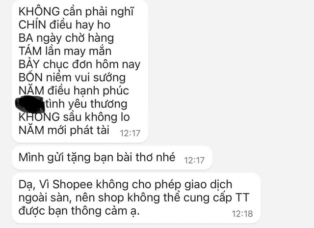 Hài hước những kiểu lách luật để gửi số điện thoại trên Shopee: Từ chữ nổi, nói lái, đến cả làm thơ- Ảnh 7. Hài hước những kiểu lách luật để gửi số điện thoại trên Shopee: Từ chữ nổi, nói lái, đến cả làm thơ- Ảnh 7.