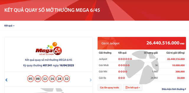 Kết quả xổ số Vietlott ngày 16/4/2025- Ảnh 2. Kết quả xổ số Vietlott ngày 16/4/2025- Ảnh 2.