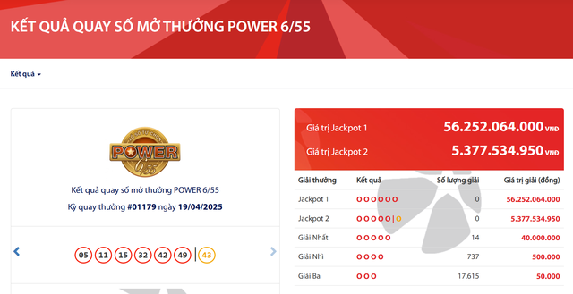 Kết quả xổ số Vietlott ngày 19/4/2025- Ảnh 2. Kết quả xổ số Vietlott ngày 19/4/2025- Ảnh 2.