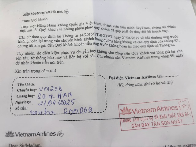 Delay 6 tiếng, Vietnam Airlines vẫn được khách hàng khen thái độ phục vụ "siêu tốt" nhờ voucher 600.000 đồng- Ảnh 3. Delay 6 tiếng, Vietnam Airlines vẫn được khách hàng khen thái độ phục vụ "siêu tốt" nhờ voucher 600.000 đồng- Ảnh 3.