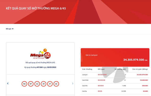 Kết quả xổ số Vietlott ngày 30/5/2025 - Ảnh 2.