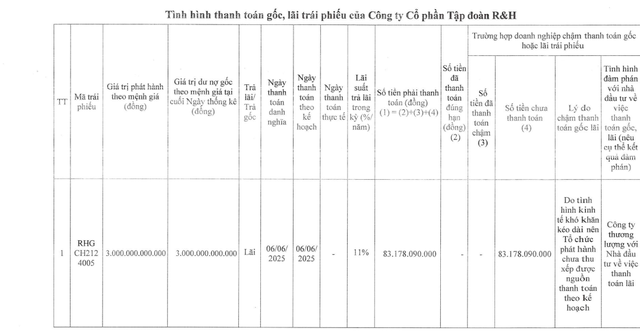 R&H Group chậm thanh toán lãi cho lô trái phiếu 3.000 tỷ đồng - Ảnh 1.