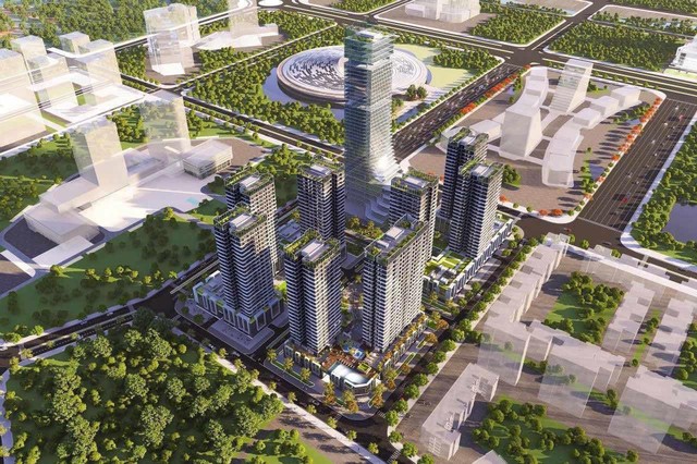 Kinh Bắc của ông Đặng Thành Tâm vừa khởi công dự án có 9 tòa tháp nằm bên bờ sông Cấm, có tòa lên đến 40 tầng cao bậc nhất thành phố Cảng- Ảnh 1.