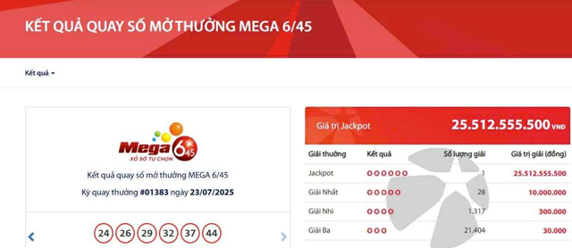 Kết quả xổ số Vietlott ngày 23/7/2025 - Ảnh 2.
