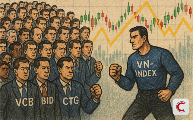 Cuộc đua vốn hóa ngân hàng khi VN-Index tạo đỉnh: Nhóm ngân hàng nhỏ 'chiến thắng' tuyệt đối, các đại gia Vietcombank, BIDV, VietinBank đồng loạt 'thua trận' - Ảnh 1.
