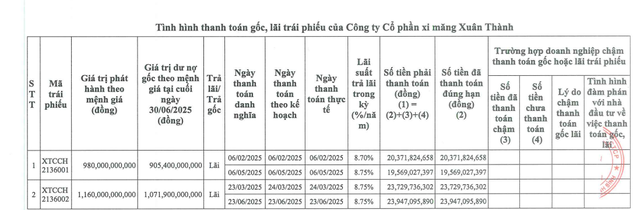 Xi măng Xuân Thành thanh toán gần 90 tỷ đồng tiền lãi trái phiếu - Ảnh 1.