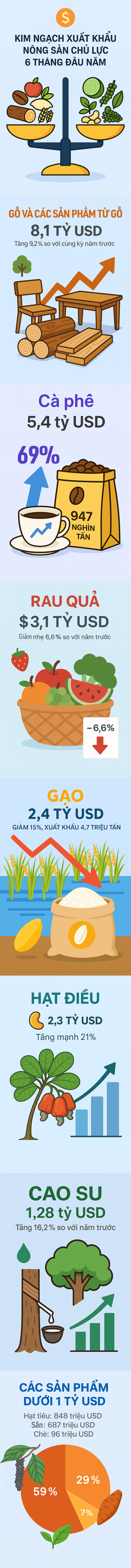 Nửa đầu năm 2025, xuất khẩu nông sản của Việt Nam tăng mạnh, quán quân thuộc về ‘báu vật’ nào? - Ảnh 1.