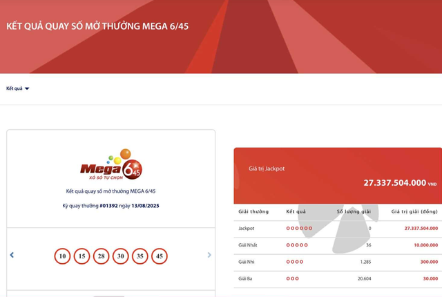 Kết quả xổ số Vietlott ngày 13/8/2025 - Ảnh 2.