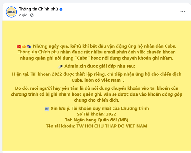 Chuyển khoản ủng hộ Cuba nhưng quên không ghi "Cuba" hoặc viết sai nội dung: Có được ghi nhận? - Ảnh 1.